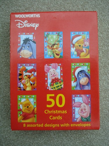 Vintage Box mit 32 Woolworths Disney Weihnachtskarten - 6 verschiedene Designs
