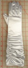 Ruffled Stretch Satin Gloves Wedding Prom Bridal White also for Garden and Work