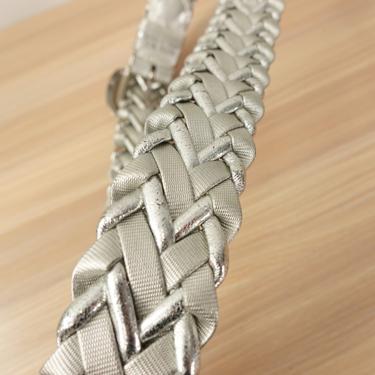 Vintage Silver Metallic Belt Women Medium Braided Faux  display picture 1