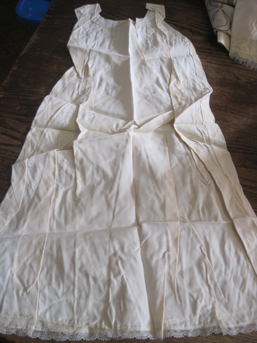 Antique/VTG Baby Christening Gown Set Sheer Dress/SLIP/Jacket/Bonnet-Lace Ivory - Picture 6 of 11