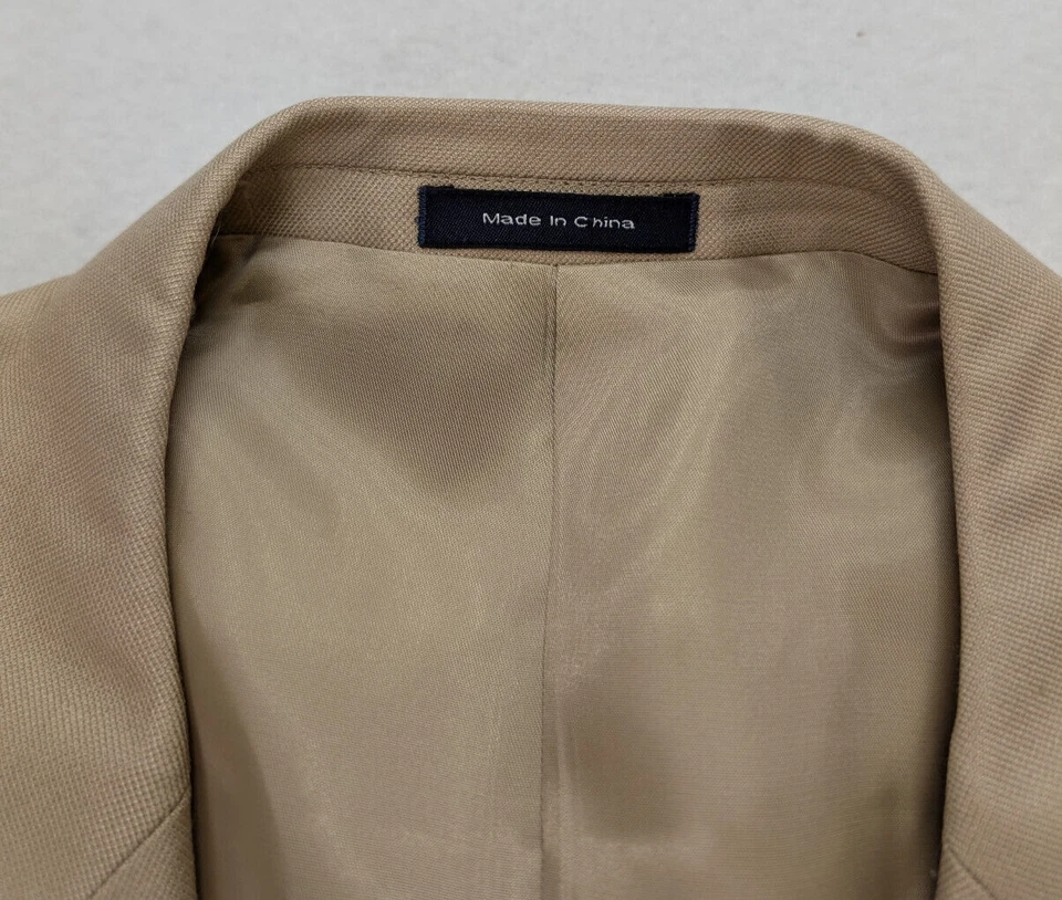 Chaqueta Blazer Abrigo Deportivo Roundtree & Yorke Para Hombre Talla 48L Beige Mezcla de Lana de Seda Foto 4 de 4