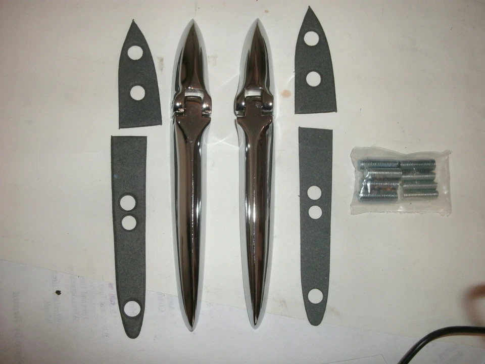 НОВЫЙ ХРОМИРОВАННЫЙ КАПОТ / КОМПЛЕКТ ПЕТЕЛЬ КАПОТА / 2 С ПРОКЛАДКАМИ TRIUMPH TR3, TR3A, TR3B - Изображение 2 из 4