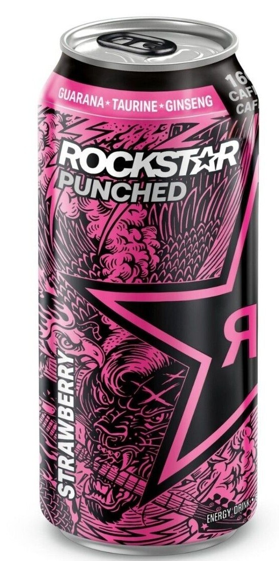 6 Cans Of Rockstar Punched Strawberry Energy Drink 16 oz