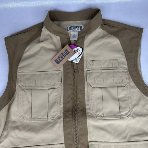 New Duluth Trading Utility Vest Mens Medium Brown And Khaki Fishing Hunting - Picture 4 of 11