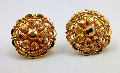 HANDMADE 22K 22CT YELLOW GOLD EARRING TOPS TOPZ WITHOUT STONE NICE