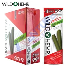 Wild H. Organic Wrap Rolling Paper Sweetz Full Box 20 Pouches / 4 per Pack