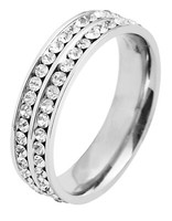 Akzent Edelstahl Damen Ring Silberfarbig Und Rundum Similibesatz Gr. 54