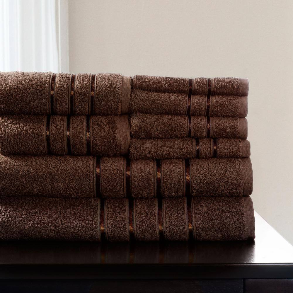 8-Piece Chocolate 100% Cotton Plush Bath Towel Set | eBay
