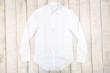 CALVIN KLEIN CK WHITE SMALL 32/33 STEEL HERRINGBONE BUTTON FRONT SHIRT DEFECT