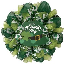 Happy St Patrick's Day Wreath with Leprechaun Hat