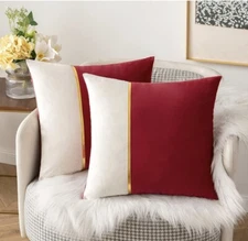 MIULEE Pack of 2 Decorative Patchwork Velvet Throw Pillow Covers with Gold Le...