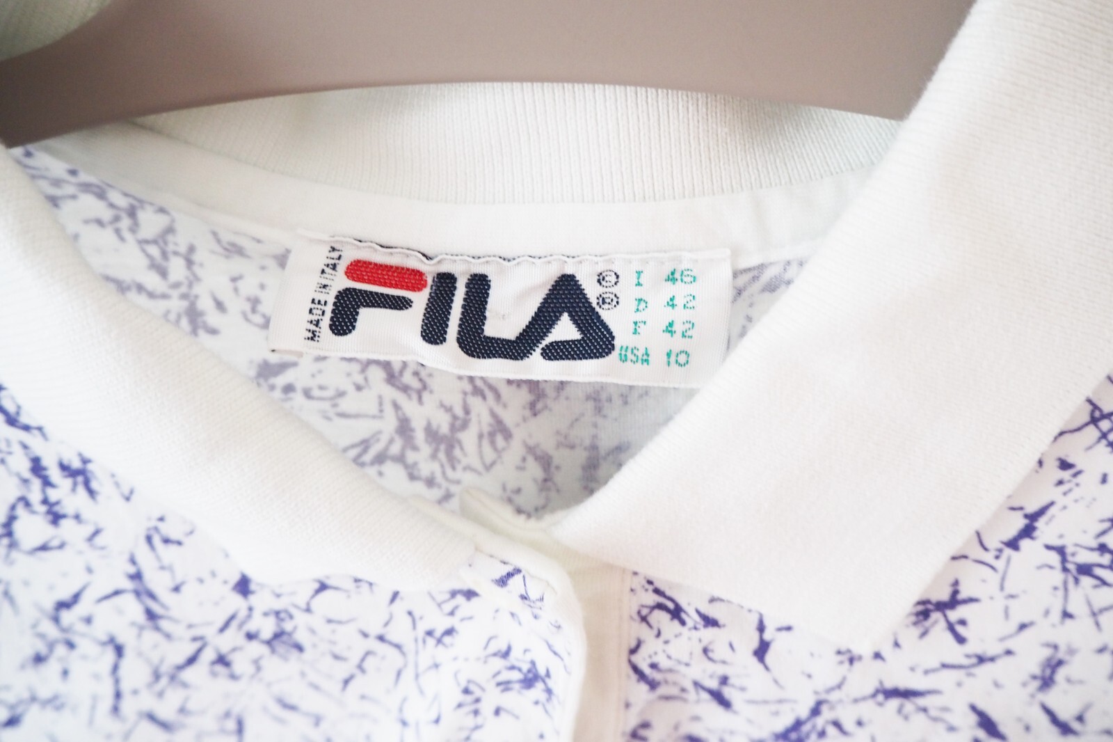 Polo Vintage FILA taglia S bianca viola tennis stile anni '90 made in Italy