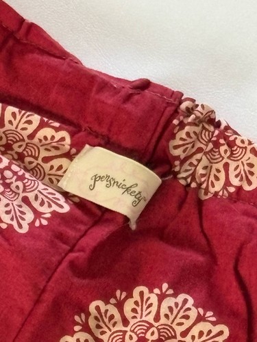 Persnickety size 10 red Gaucho pants ivory snowflakes B35 - Picture 3 of 3