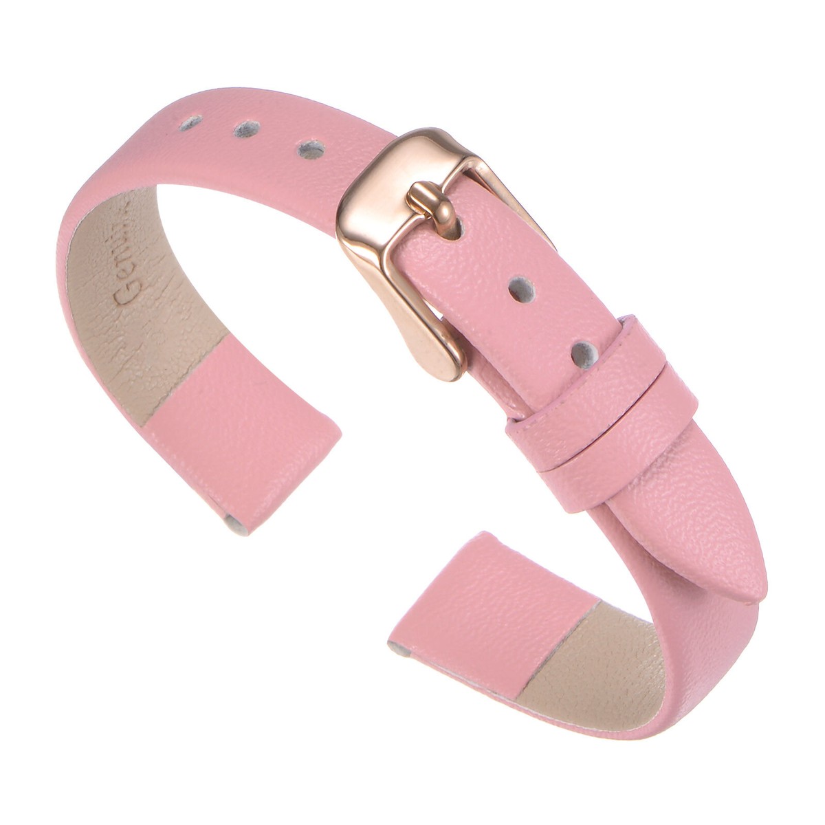 Genuine Leather Band 14mm Flat Leather Watch Strap Pink/Rose Gold
