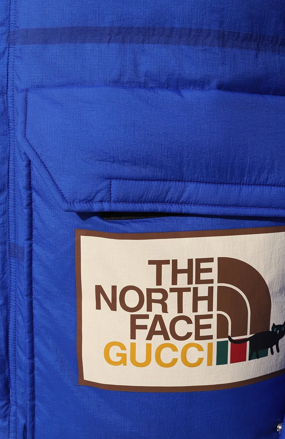 Autentico cappotto tampone da uomo The North Face X Gucci blu Ripstop nuovo