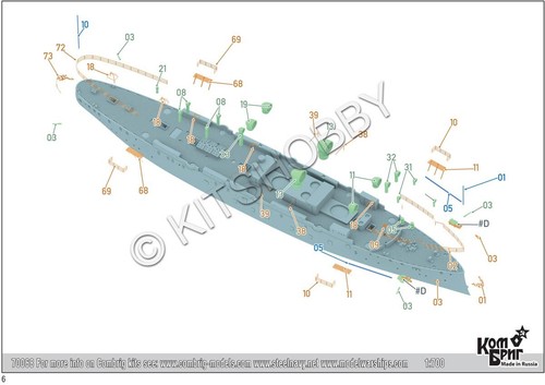 Kit de resina Combrig 1/700 crucero protegido italiano Puglia 1901 - Imagen 7 de 8