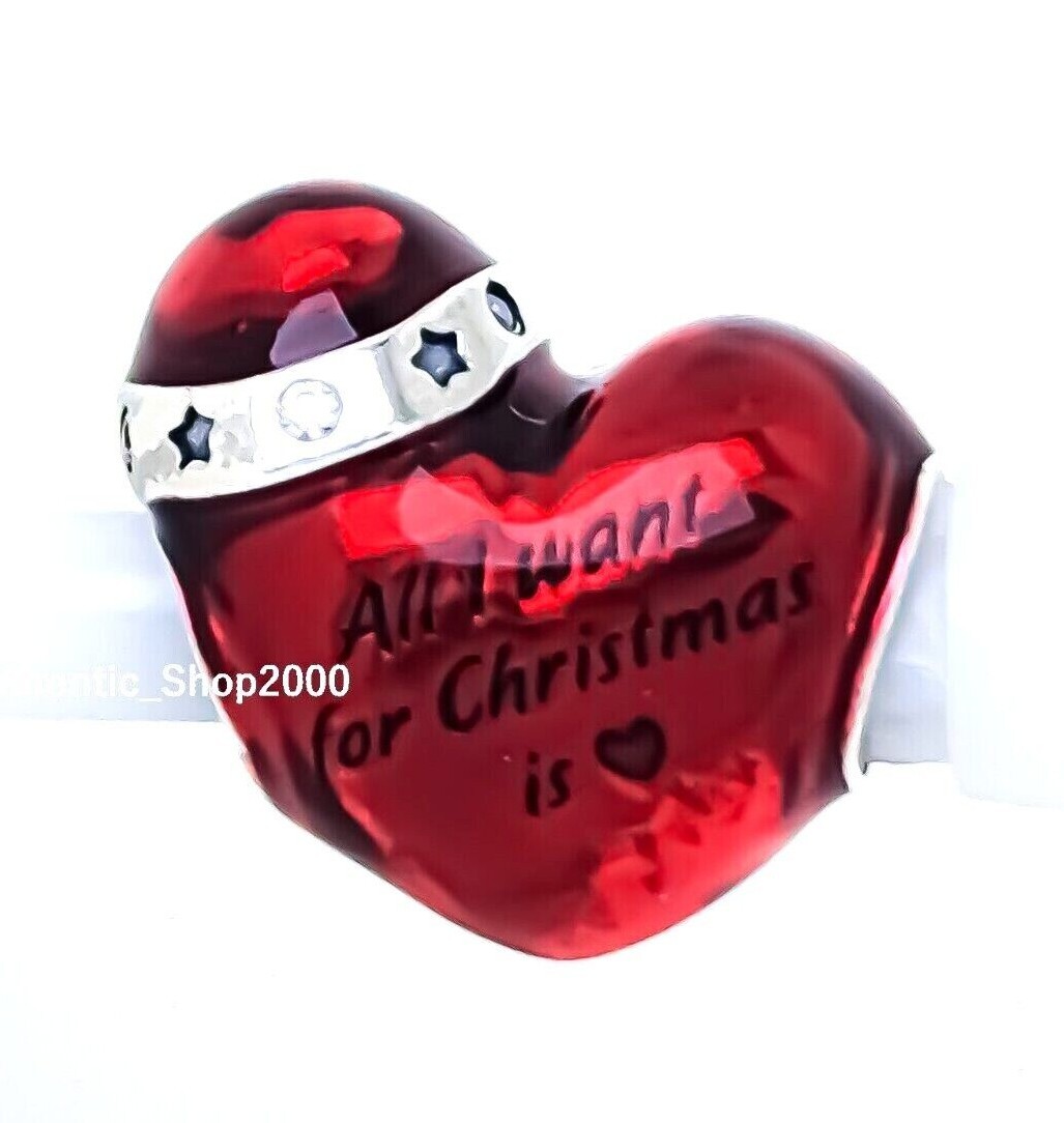 New 100% Authentic PANDORA 925 Ale Metallic Red Christmas Heart