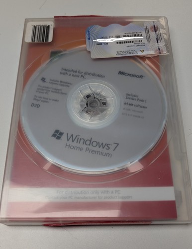 Microsoft Windows 7 Home Premium 64-Bit Software W/Product Key