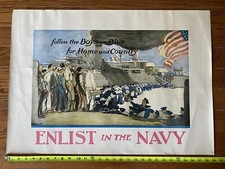 1917 George H Wright Follow The Boys In Blue For Home And Country Navy Poster