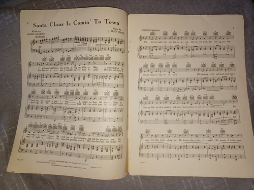 Vintage "Santa Claus Is Coming to Town" Sheet Music 1934 - Picture 2 of 3