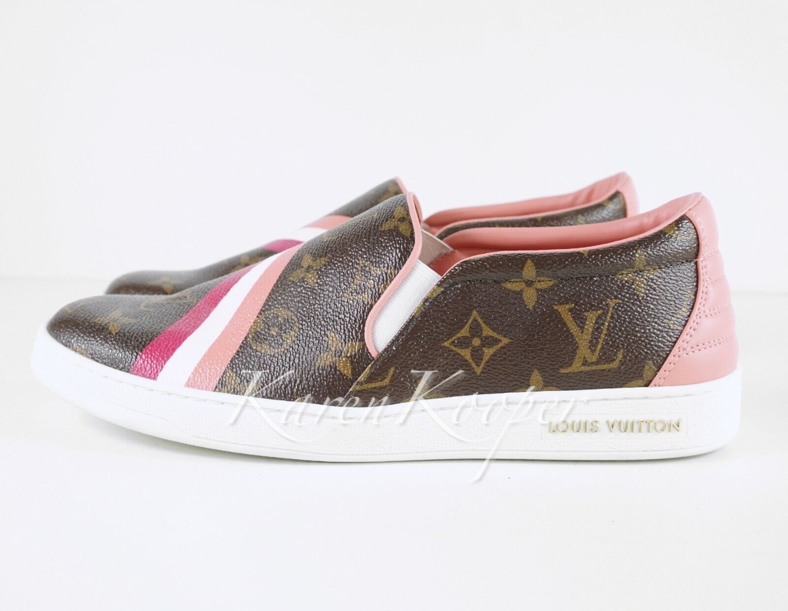 Louis Vuitton Black Monogram Fabric and Suede Slip on Sneakers Size 35 Louis  Vuitton