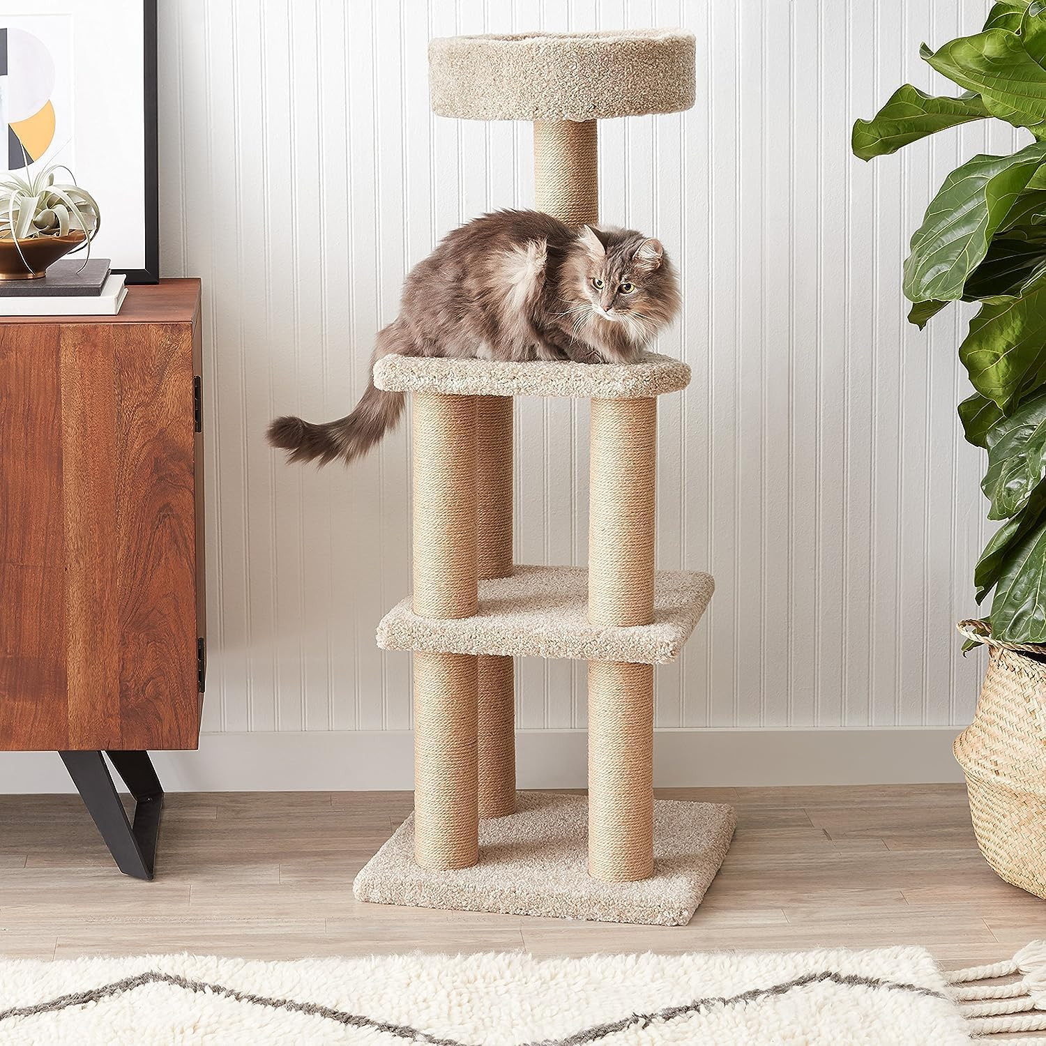 Tiragraffi ad albero per gatti, L (45L x 45W x 117H cm), Beige foto 3