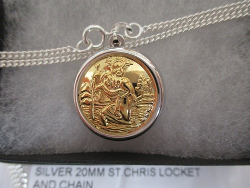 Sterling Silver St Christopher locket & necklace chain gift box - Picture 5 of 7