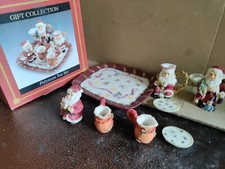 Vintage Gift Collection Decorative Polyresin Mini Santa Claus Tea Set 10 Piece
