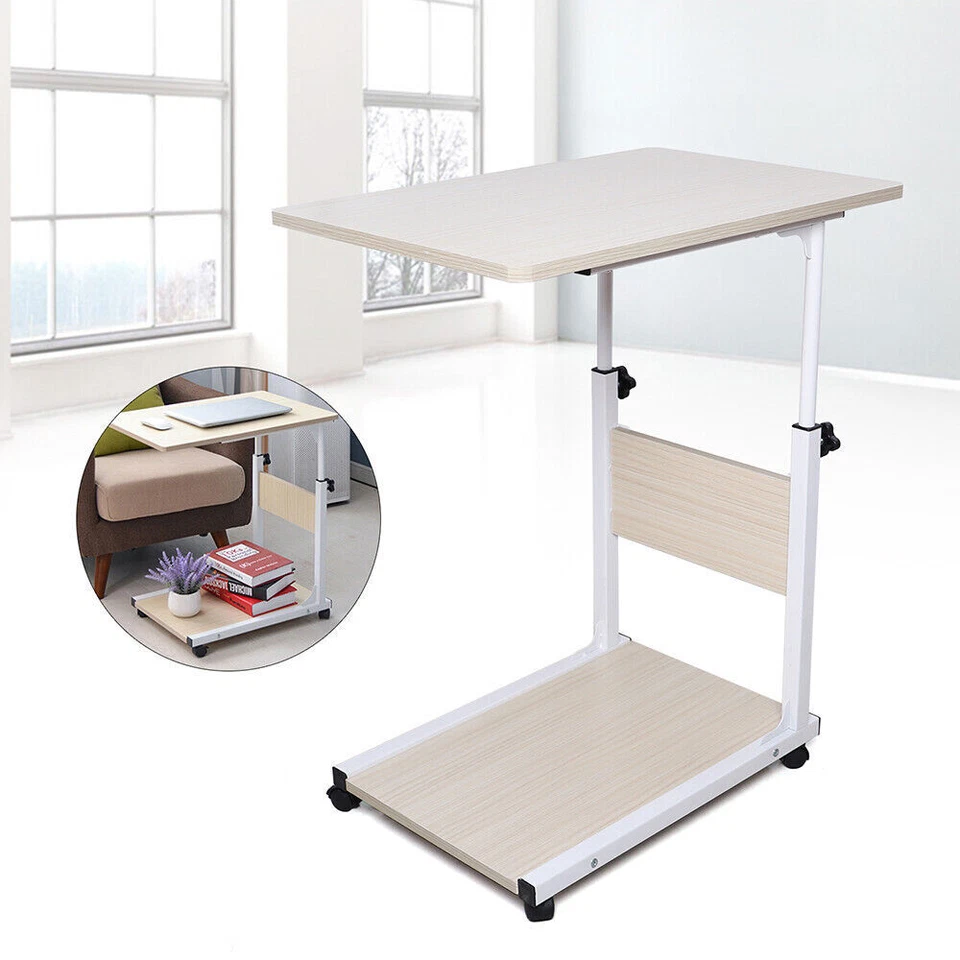 Side Table Bed Laptop Table Computer Table Height Adjustable with Castors New - Image 3 of 4