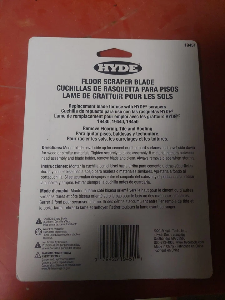 Hyde 19451 Scraper Blade,4 In,For 5Fzh2-4 - Изображение 2 из 2