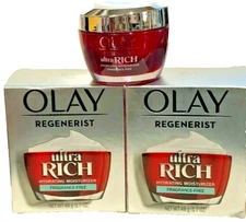 OLAY REGENERIST ULTRA RICH HYDRATING MOISTURIZER 1.7 0Z  2 CREAMS FRAGRANCE FREE