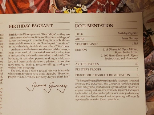 James Gurney " Birthday Pageant " # 239/300 Very Rare ReMark Edition w/ COA - Picture 11 of 11
