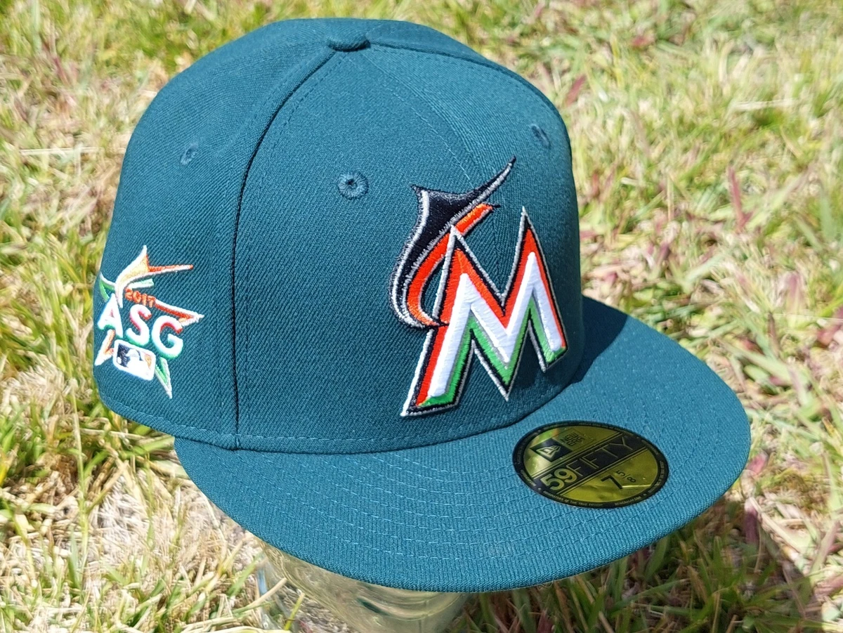 Ecap City New Era 7 5/8 Florida Marlins Hat Cap Green Mexico Pinky Miami  ASG MLB