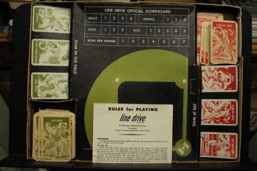 Rare vintage 1950s Line Drive Big League Strategy BASEBALL Game all cards box
