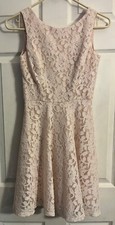 Speechless Cream Lace Pink Beige Lined Sleeveless Dress XXS  32” Bust