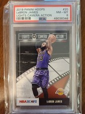 2019-20 Panini NBA Hoops Lights Camera Action Winter LeBron James #20 LCA PSA 8