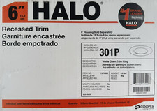 12 Halo 301P 6-inch Matte White Open Trim Rings for Recessed Fixtures - NEW