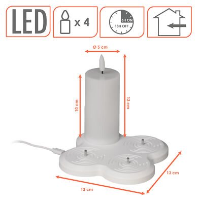 LED Akku Kerze + Ladestation 4er Set - 10x5 cm
