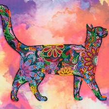 Cat Embroidery Kit, Needlework Beading, DIY Craft Kit, Embroidery Playful kitten