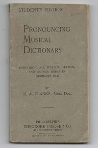 1896 Booklet Pronouncing Musical Dictionary Italian - 