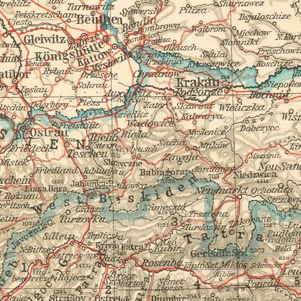 HUNGRÍA AUSTRIA CHEQUIA ESLOVAQUIA UCRANIA POLONIA Croacia Mapa Antiguo 1913 GRANDE Foto 4 de 4