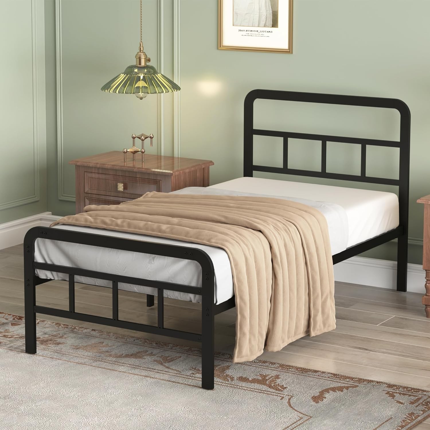 W/ Headboard & Footboard Heavy Duty Metal Platform W/