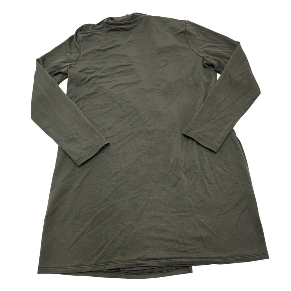 Cárdigan J.Jill Mujer Pequeño Pequeño Verde Oliva Frente Abierto Longline Mezcla Tencel Foto 3 de 4