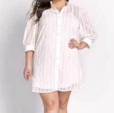 New ModCloth Sheer Joy white lace vintage button down dress women’s small
