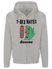 T-Rex Hates Boxing Funny Boxer MMA Sport Mens Zip Up Hoodie