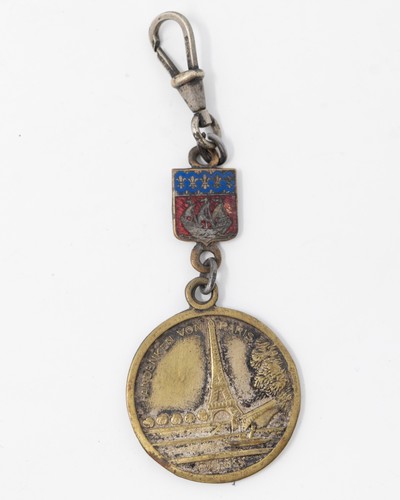 Vintage WWII Era Paris Metal Keychain German Language Original Rare