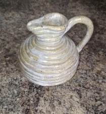 Brutalist Pottery heavy Pitcher Beehive layered rope structure speckleware