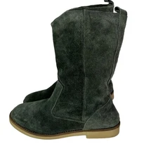 Anthropologie Coolway Boots Womens 10.5 Green Slouchy Suede Leather PullOn Lined