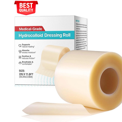 Hydrocolloid Bandage Roll 2 Inch x 12 Ft, Self Adhesive Waterproof Wound Dressin