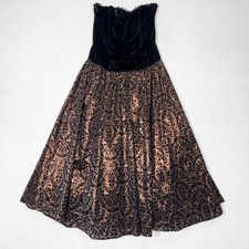 Scott McClintock VTG 90s Velvet Metallic Strapless Midi Dress S Whimsigoth Prom